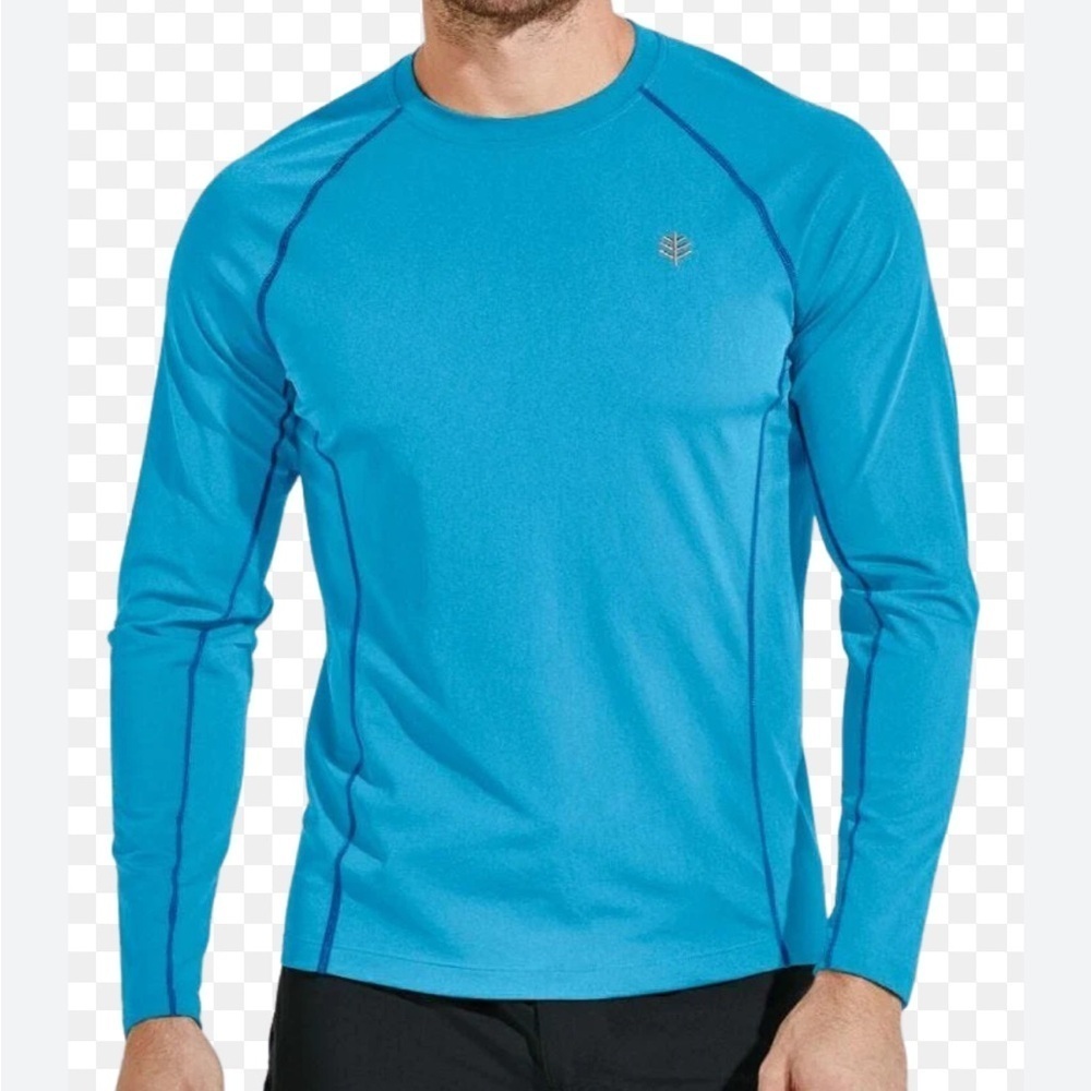 Coolibar Men's Hightide Long Sleeve Swim Shirt UPF 50+ Antigua Blue Sz XXLT *N15